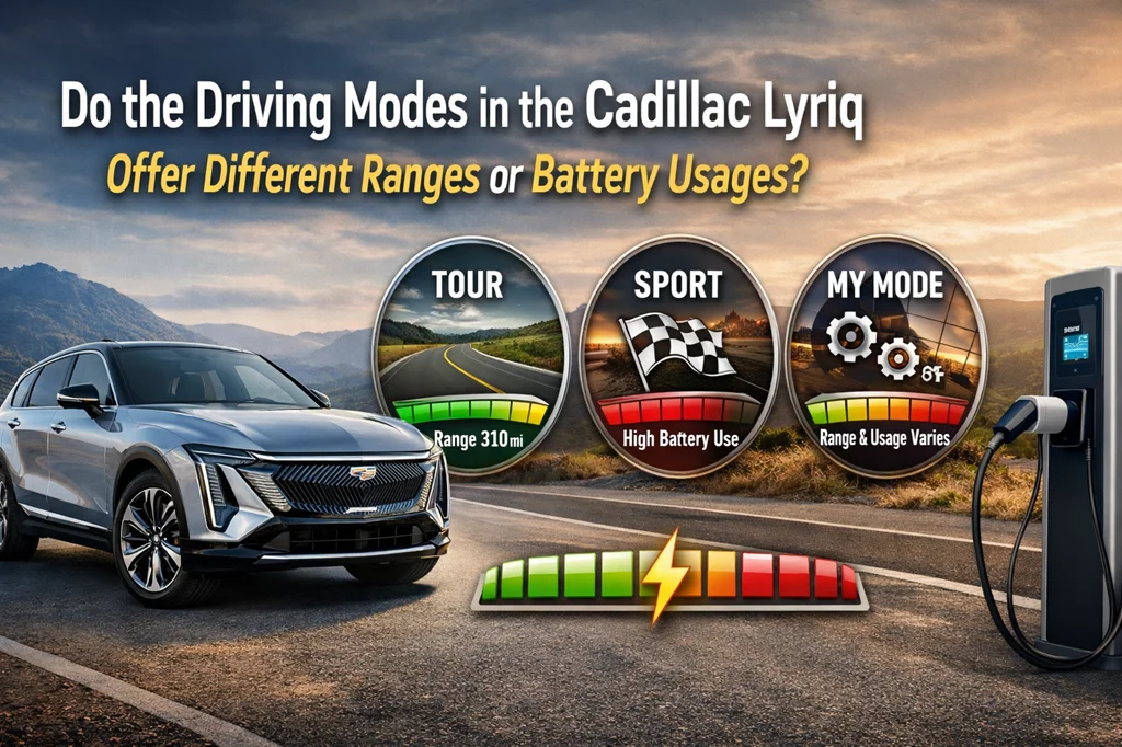 do the driving modes in cadillac lyriq offer different ranges or battery usages?